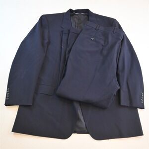 Vtg USA Made 48R 40x30 Navy Blue Wool USA Made Mens Jacket Pants Suit